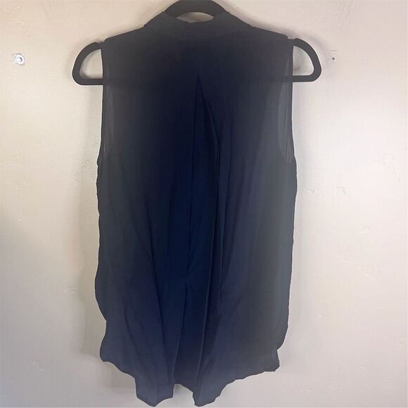 Madewell Black Silk Cargo Button Down Sleeveless Collared Blouse Size Small - Picture 5 of 5